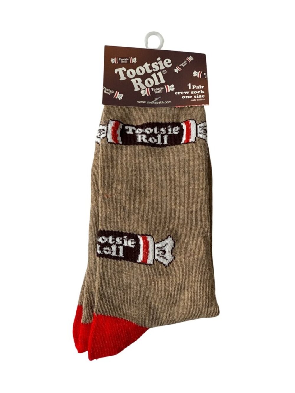 Tootsie Roll Crew Socks Mens 6-12 Candy Graphic Novelty Gift NWT
